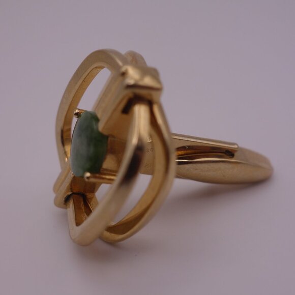 Gold Color Cuff Links with Green Stone PAT 3.208.313 - Picture 14 of 15